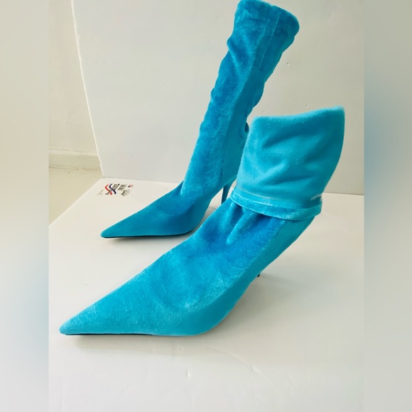 New Womens BALENCIAGA Velvet Printed Sock Boots Size 37 - Picture 10 of 14